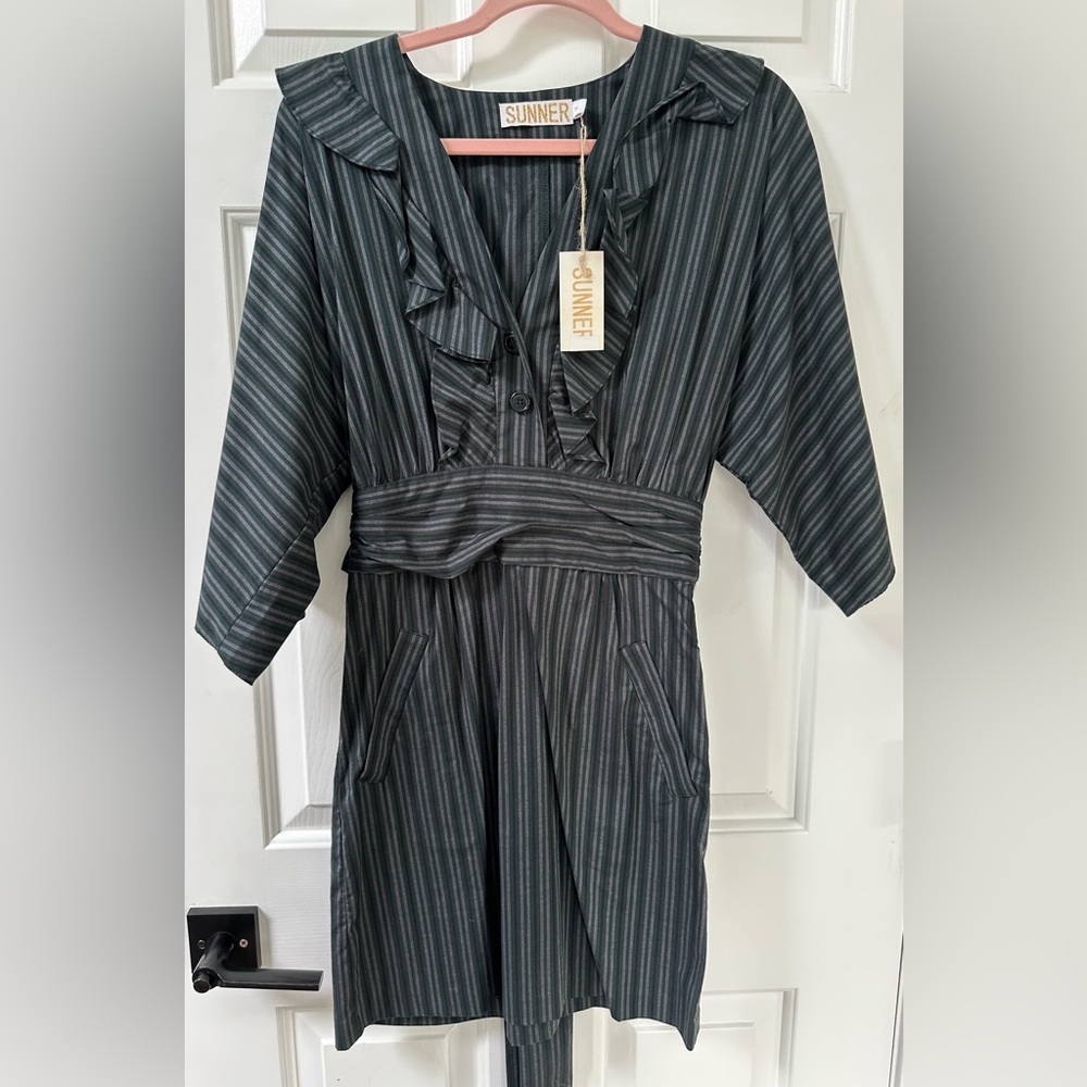 Anthropologie Sunner Pinstripe Wide Sleeve Dress